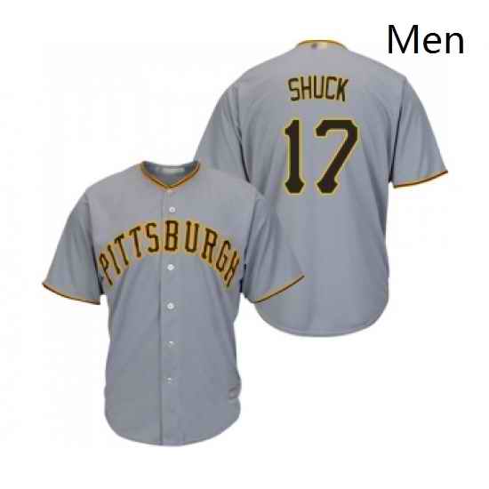 Mens Pittsburgh Pirates 17 JB Shuck Replica Grey Road Cool Base Baseball Jersey